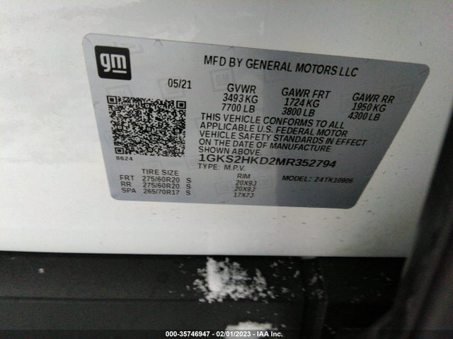 GMC Yukon Xl At4 2021 1GKS2HKD2MR352794 Image 10