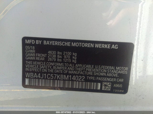 BMW 4 Series 430i 2019 WBA4J1C57KBM14022 Image 10