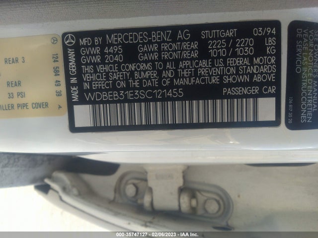 1995 MERCEDES-BENZ E 300D/300D SPECIAL VIN: WDBEB31E3SC121455