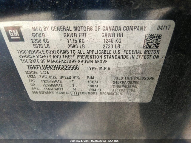2017 GMC Terrain, VIN: 2GKFLUEK9H6326566