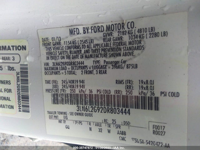 Lincoln MKZ 2013 3LN6L2G92DR803444 Image 11