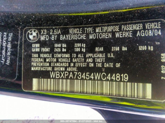 WBXPA73454WC44819 BMW X3 2.5I