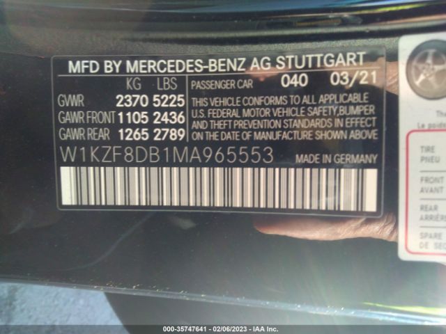 W1KZF8DB1MA965553 Mercedes-Benz E-class E 350