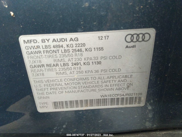 WA1ECCFS4JR021108 Audi Q3 Premium/sport Premium