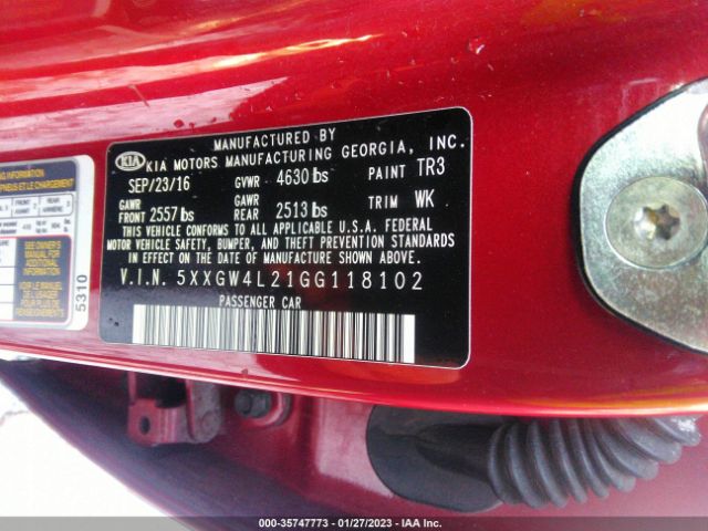 5XXGW4L21GG118102 KIA Optima Sx Turbo