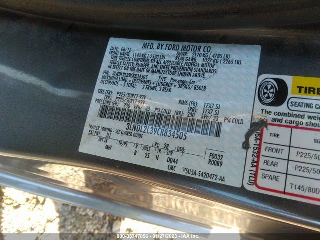Lincoln MKZ 2012 3LNDL2L39CR834505 Image 10
