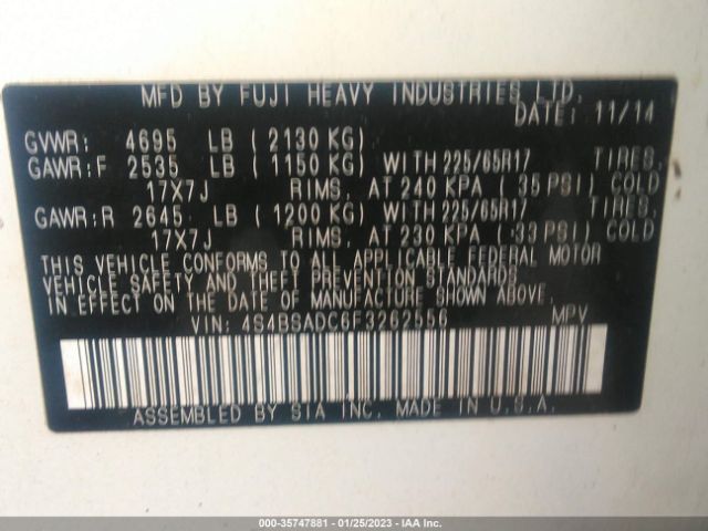4S4BSADC6F3262556 Subaru Outback 2.5i Premium