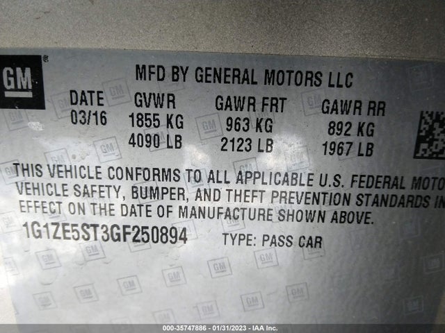 Chevrolet MALIBU LT 2016 1G1ZE5ST3GF250894 Image 10