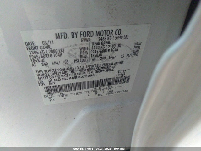 Lincoln MKX 2011 2LMDJ6JK8BBJ23094 Image 9