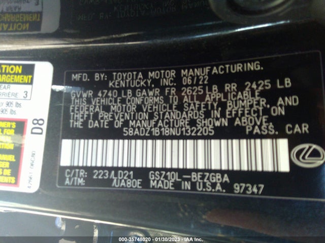 58ADZ1B18NU132205 Lexus Es Es 350