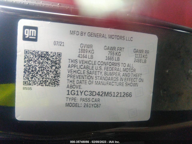 Chevrolet Corvette 3lt 2021 1G1YC3D42M5121266 Image 9