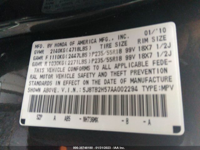 5J8TB2H57AA002294 Acura Rdx Tech Pkg