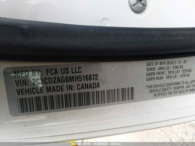Dodge Challenger Sxt 2021 2C3CDZAG6MH516872 Image 9
