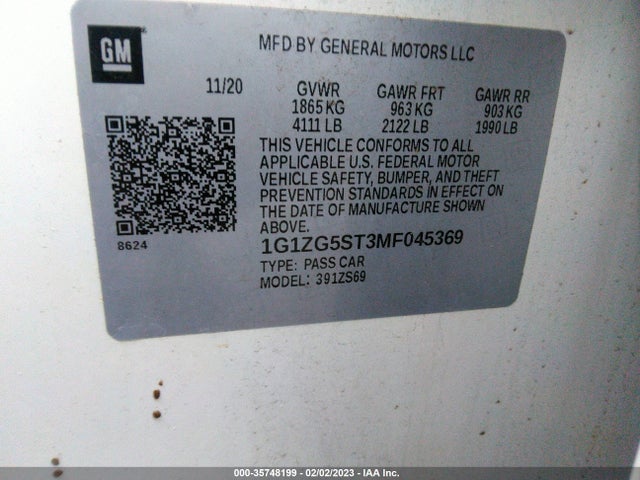 Chevrolet MALIBU RS 2021 1G1ZG5ST3MF045369 Image 10