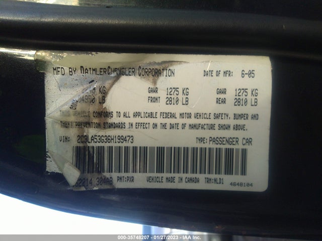 2006 CHRYSLER 300 TOURING VIN: 2C3LA53G36H199473