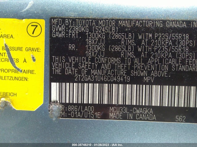 2T2GA31U46C049419 Lexus RX 330