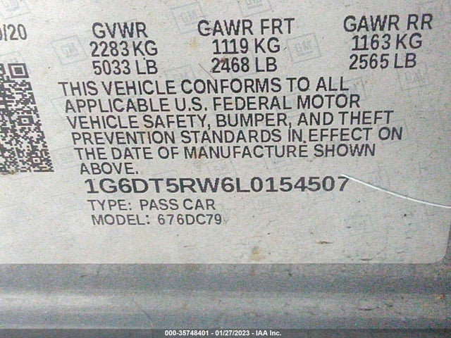 2020 Cadillac CT5, VIN: 1G6DT5RW6L0154507