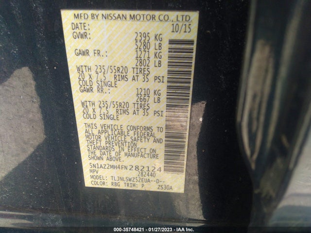 2015 Nissan Murano, VIN: 5N1AZ2MH4FN282124