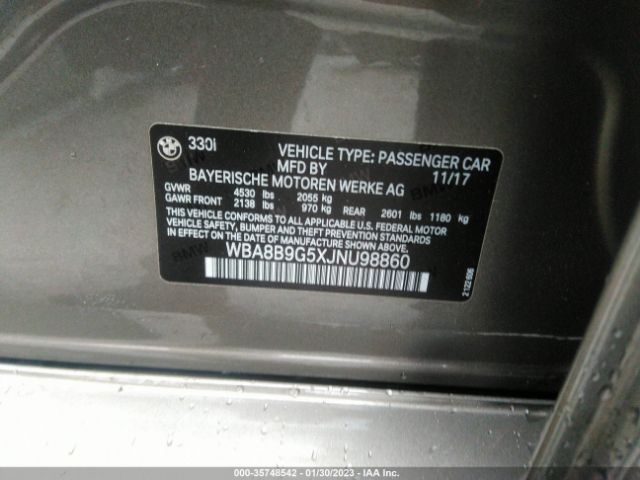 WBA8B9G5XJNU98860 BMW 3 Series 330i