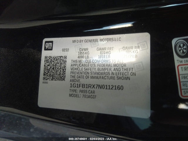 Chevrolet Camaro 1lt 2022 1G1FB1RX7N0112160 Image 9