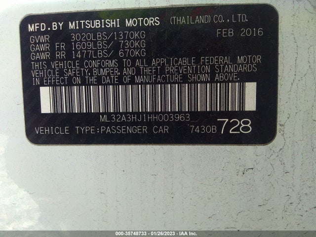 ML32A3HJ1HH003963 Mitsubishi MIRAGE ES