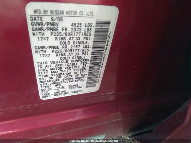 2009 NISSAN ROGUE SL VIN: JN8AS58V79W168583