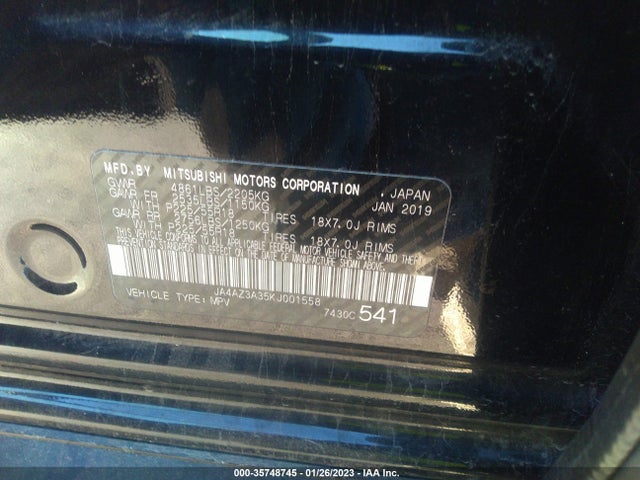 JA4AZ3A35KJ001558 Mitsubishi Outlander Es/se/sel/le