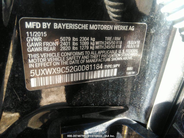 2016 BMW X3, VIN: 5UXWX9C52G0D81184