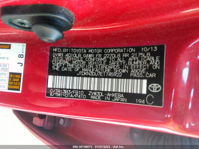 Toyota Prius Four/five/three/one/two 2014 JTDKN3DU7E1745922 Image 9