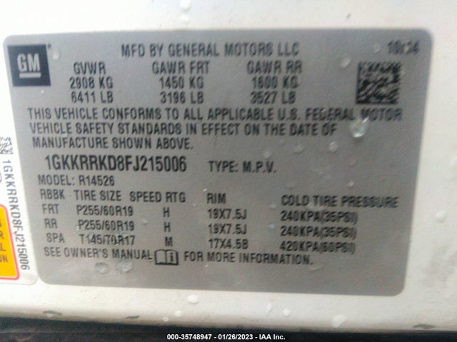 GMC ACADIA SLT 2015 1GKKRRKD8FJ215006 Image 9