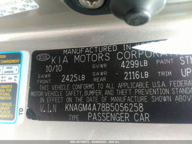 KNAGM4A78B5056258 KIA Optima Lx