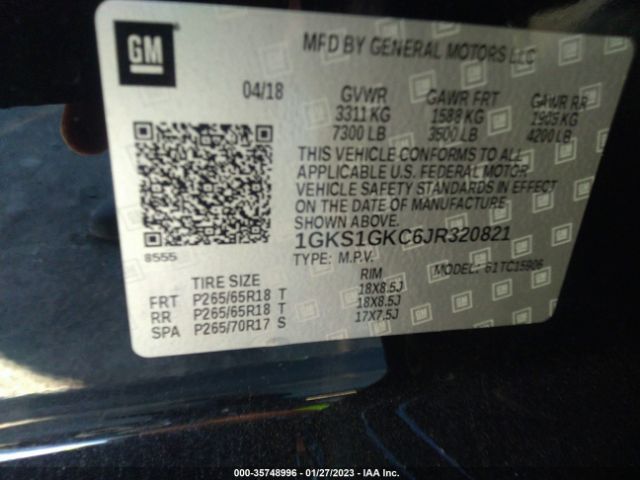 1GKS1GKC6JR320821 GMC Yukon Xl Slt