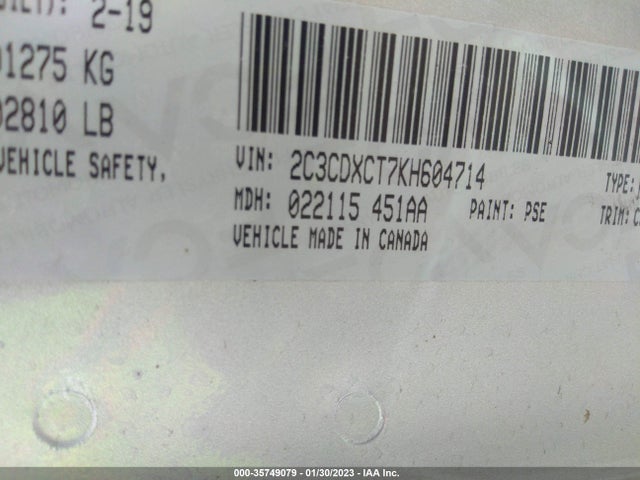 Dodge CHARGER R/T 2019 2C3CDXCT7KH604714 Image 9