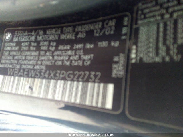 BMW 3 Series 330xi 2003 WBAEW534X3PG22732 Image 10