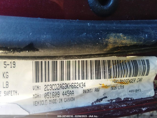 Dodge Challenger Sxt 2019 2C3CDZAG3KH662434 Image 9