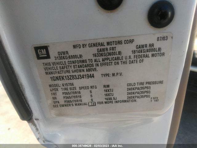 Chevrolet Tahoe Lt 2003 1GNEK13Z83J341944 Image 10