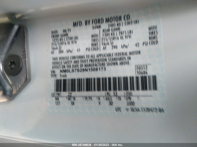 2022 Ford Transit Connect, VIN: NM0LS7S29N1508173