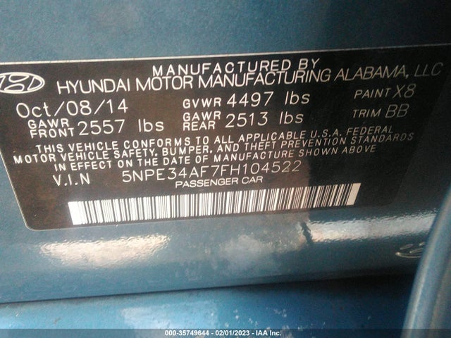 2015 Hyundai Sonata, VIN: 5NPE34AF7FH104522