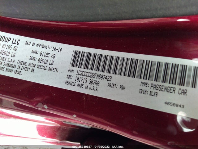 Chrysler 200 C 2015 1C3CCCCB0FN607423 Image 9