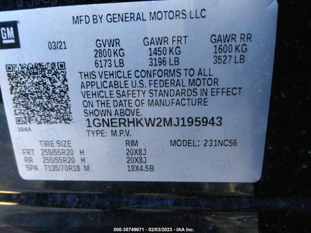 Chevrolet Traverse Lt Leather 2021 1GNERHKW2MJ195943 Image 11