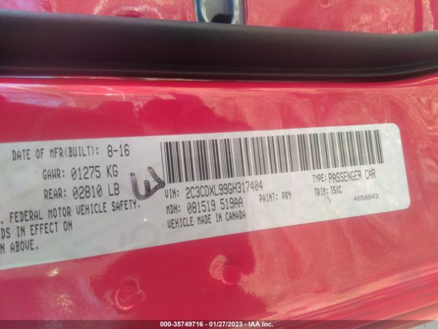 2C3CDXL99GH317404 Dodge Charger Srt Hellcat
