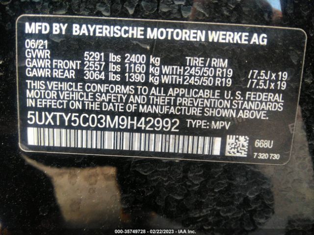 5UXTY5C03M9H42992 BMW X3 Xdrive30i