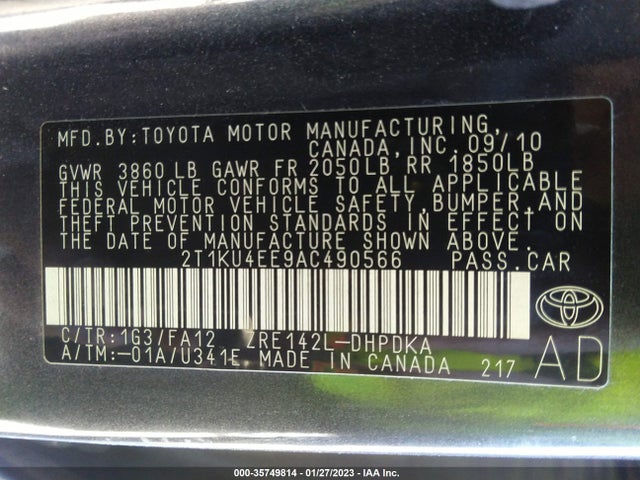 Toyota Matrix 2010 2T1KU4EE9AC490566 Image 9