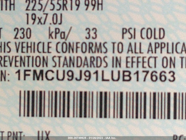 2020 Ford Escape, VIN: 1FMCU9J91LUB17663