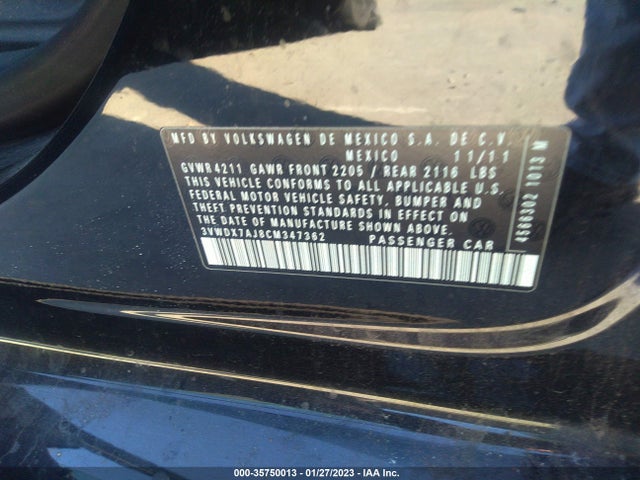 3VWDX7AJ8CM347362 Volkswagen Jetta Sedan Se W