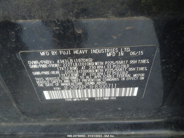 Subaru Xv Crosstrek Limited 2015 JF2GPAPC3F8300711 Image 10