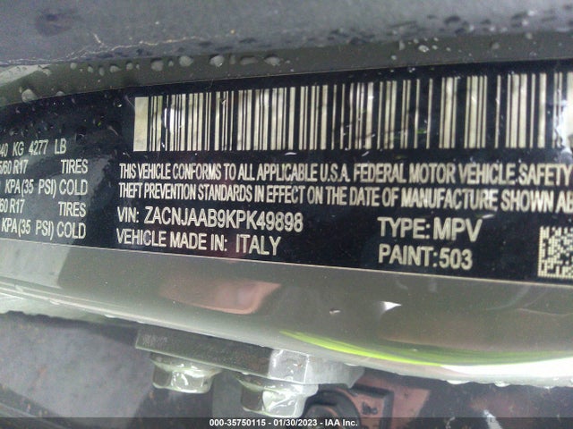 2019 JEEP RENEGADE SPORT VIN: ZACNJAAB9KPK49898