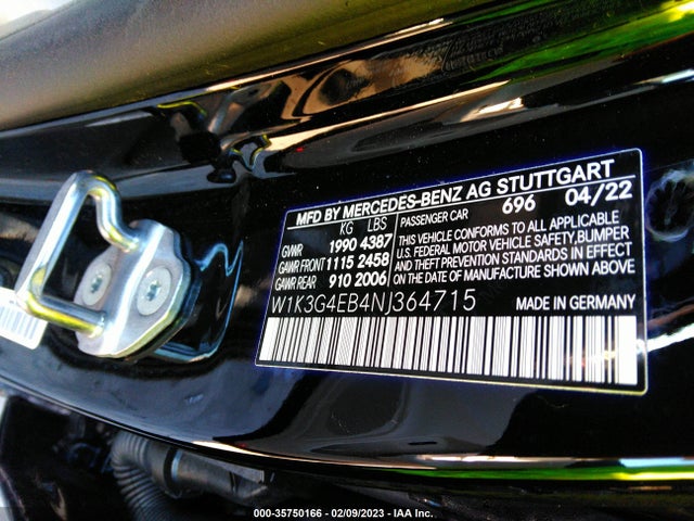 W1K3G4EB4NJ364715 Mercedes-Benz A-class A 220