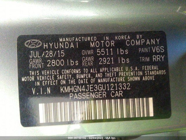 2016 Hyundai Genesis, VIN: KMHGN4JE3GU121332