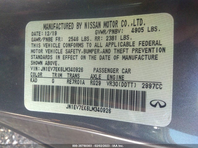 2020 Infiniti Q60, VIN: JN1EV7EK6LM340926
